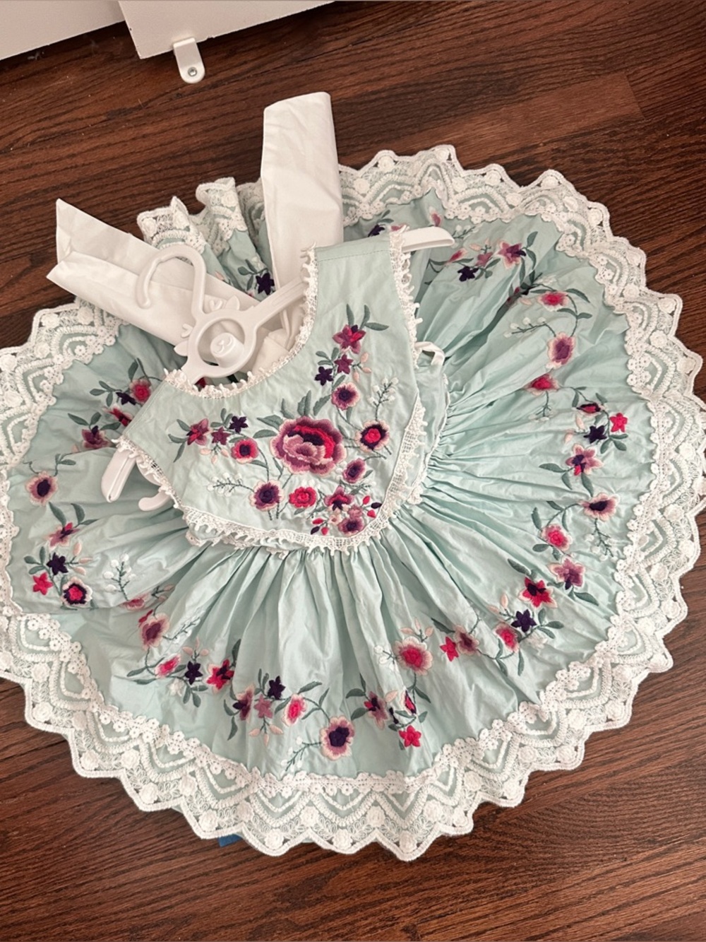 Baby Girl Princess Spanish Floral Dress Cotton Vintage Style Lace raffle Sz 12M